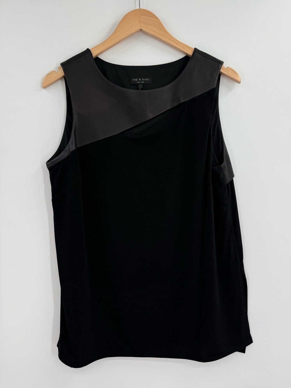 Rag & Bone Leather Mix Media Sleeveless Cutout Top | Black | Large